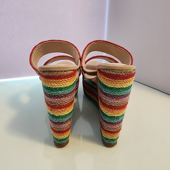 RAYE Rainbow Wedge Sandals Size 8 - Picture 6 of 7